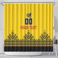 Custom Romania Rugby Shower Curtain Yellow Version Retro Style - Wonder Print Shop