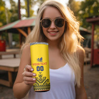 Custom Romania Rugby Skinny Tumbler Yellow Version Retro Style - Wonder Print Shop