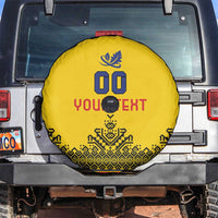 Custom Romania Rugby Spare Tire Cover Yellow Version Retro Style - Wonder Print Shop