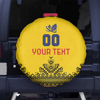 Custom Romania Rugby Spare Tire Cover Yellow Version Retro Style - Wonder Print Shop