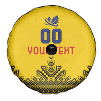 Custom Romania Rugby Spare Tire Cover Yellow Version Retro Style - Wonder Print Shop