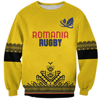 Custom Romania Rugby Sweatshirt Yellow Version Retro Style - Wonder Print Shop