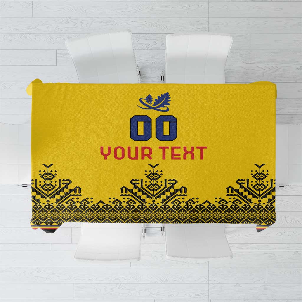 Custom Romania Rugby Tablecloth Yellow Version Retro Style - Wonder Print Shop