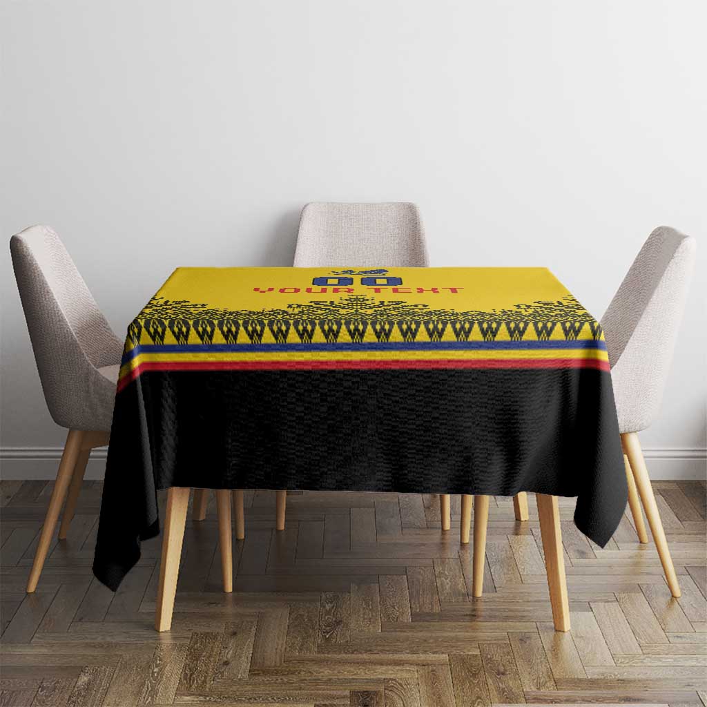 Custom Romania Rugby Tablecloth Yellow Version Retro Style - Wonder Print Shop