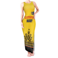 Custom Romania Rugby Tank Maxi Dress Yellow Version Retro Style - Wonder Print Shop