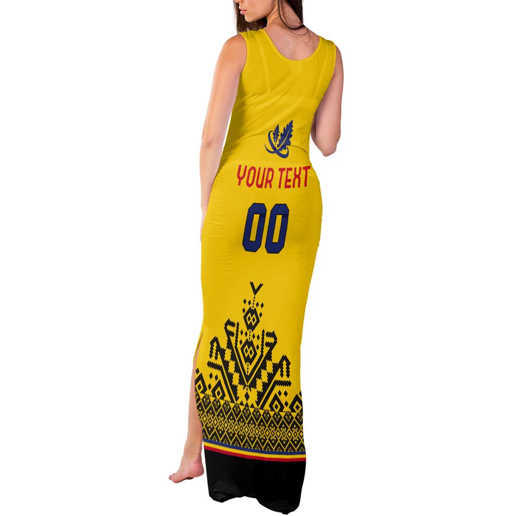 Custom Romania Rugby Tank Maxi Dress Yellow Version Retro Style - Wonder Print Shop