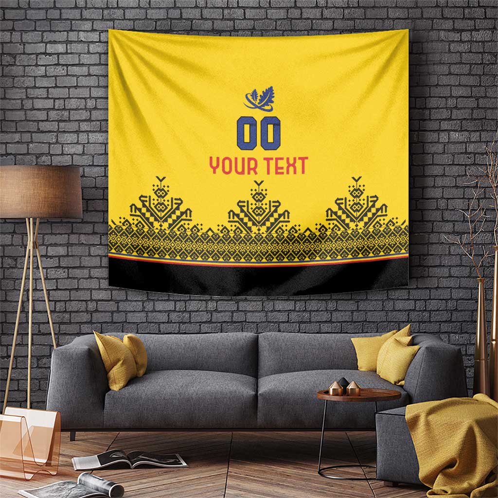 Custom Romania Rugby Tapestry Yellow Version Retro Style - Wonder Print Shop