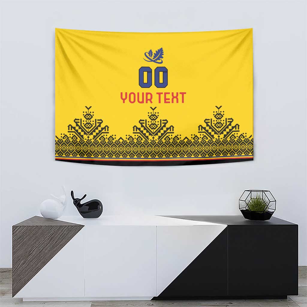 Custom Romania Rugby Tapestry Yellow Version Retro Style - Wonder Print Shop