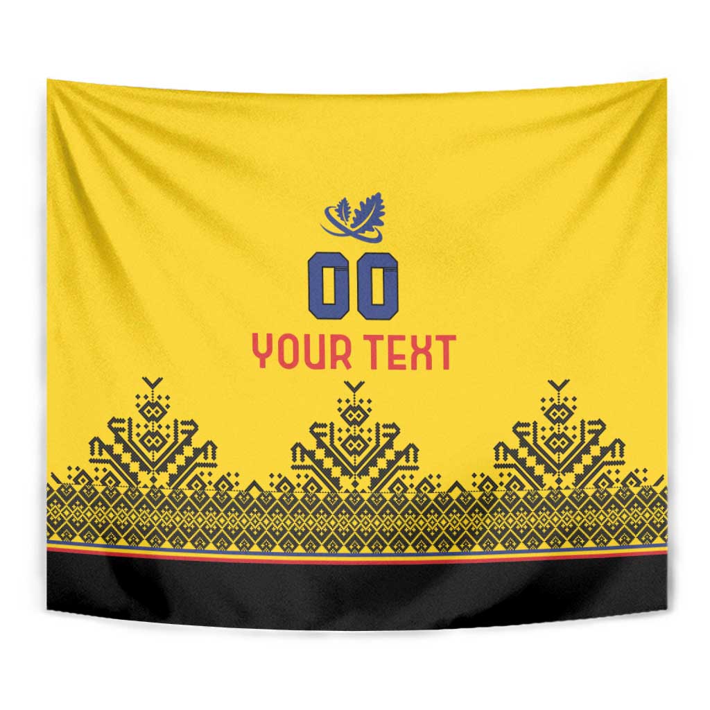 Custom Romania Rugby Tapestry Yellow Version Retro Style - Wonder Print Shop