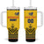 Custom Romania Rugby Tumbler With Handle Yellow Version Retro Style - Wonder Print Shop
