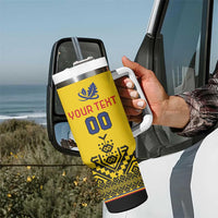 Custom Romania Rugby Tumbler With Handle Yellow Version Retro Style - Wonder Print Shop