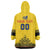 Custom Romania Rugby Wearable Blanket Hoodie Yellow Version Retro Style - Wonder Print Shop
