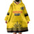 Custom Romania Rugby Wearable Blanket Hoodie Yellow Version Retro Style - Wonder Print Shop