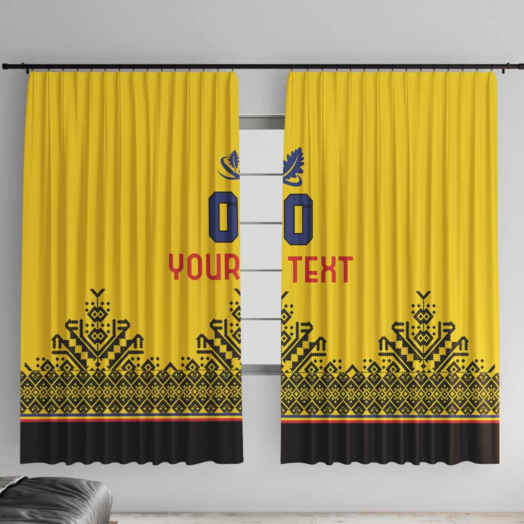 Custom Romania Rugby Window Curtain Yellow Version Retro Style - Wonder Print Shop