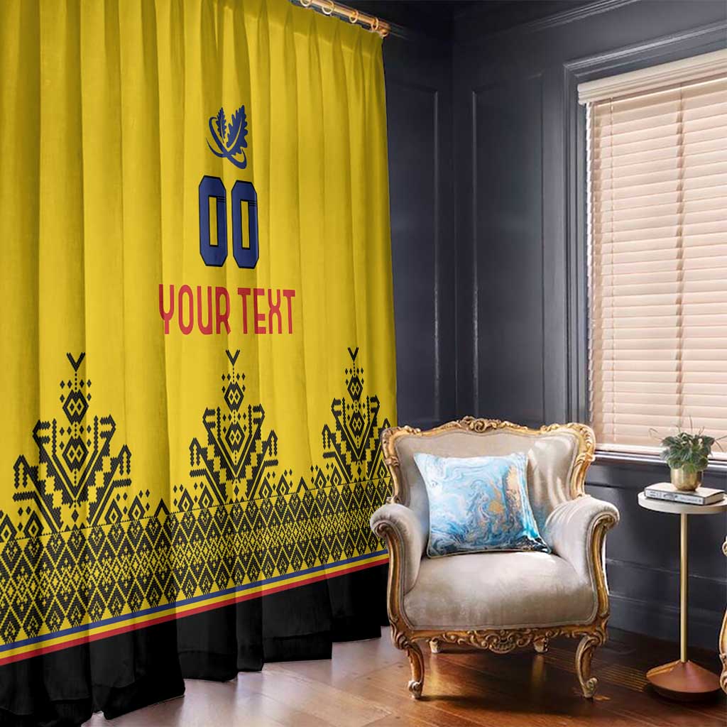 Custom Romania Rugby Window Curtain Yellow Version Retro Style - Wonder Print Shop