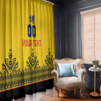 Custom Romania Rugby Window Curtain Yellow Version Retro Style - Wonder Print Shop