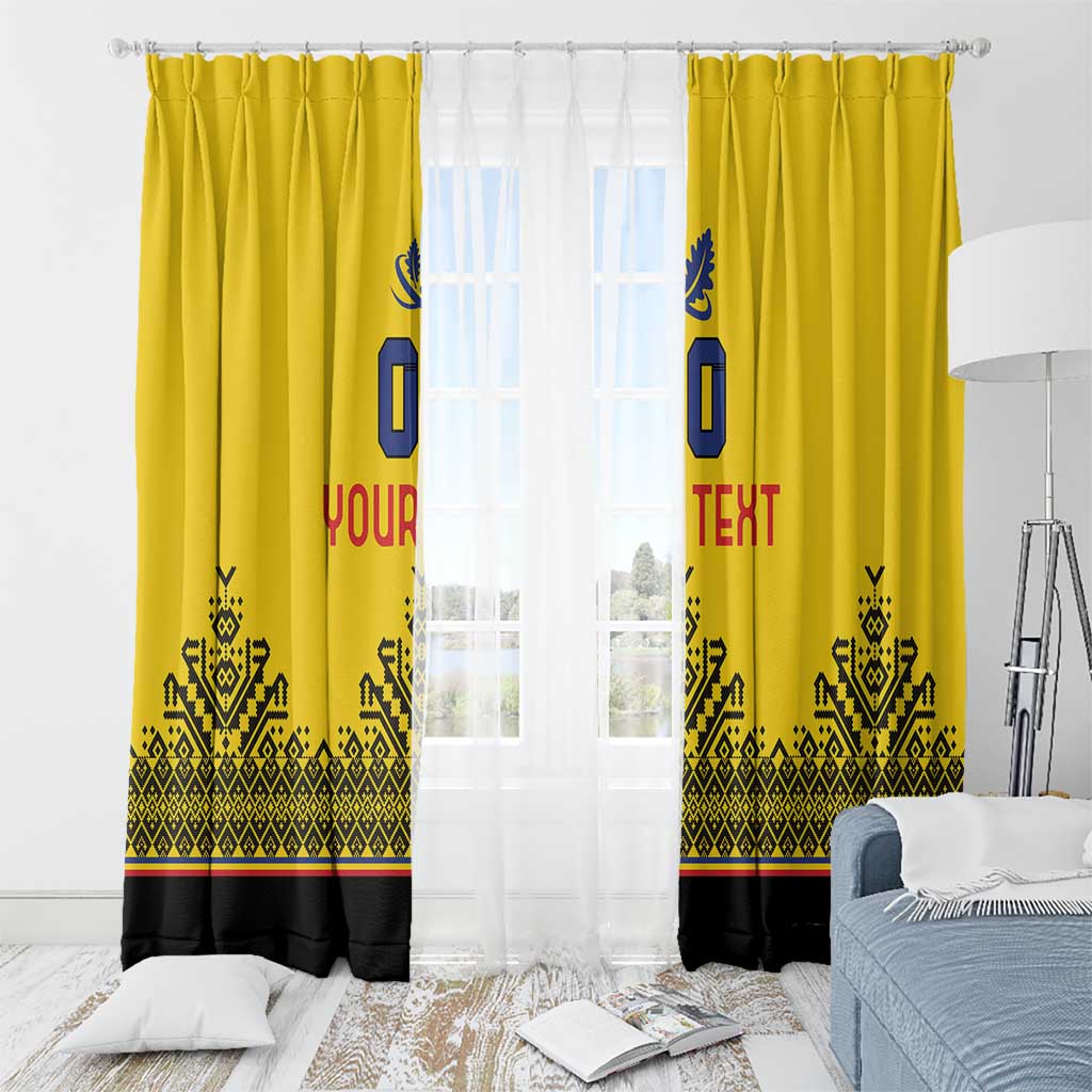 Custom Romania Rugby Window Curtain Yellow Version Retro Style - Wonder Print Shop