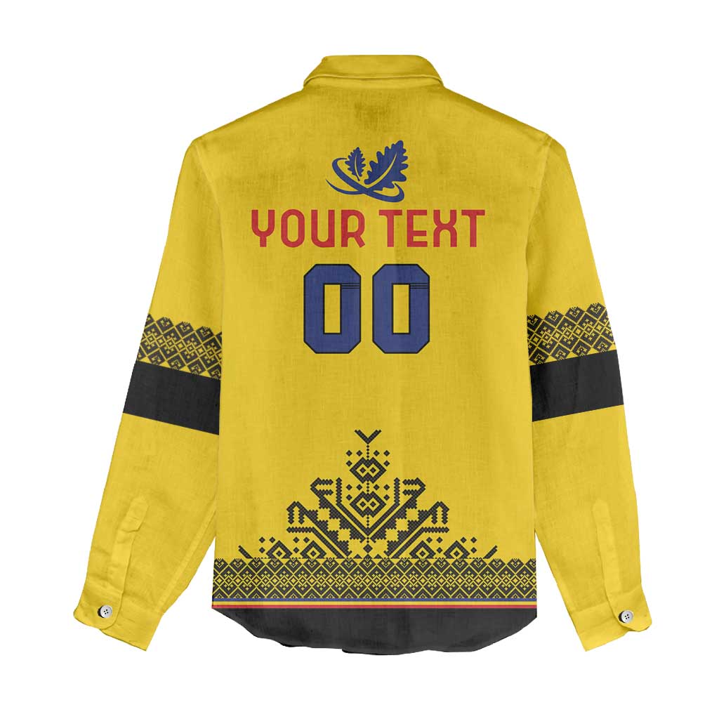 Custom Romania Rugby Women Casual Shirt Yellow Version Retro Style - Wonder Print Shop