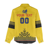 Custom Romania Rugby Women Casual Shirt Yellow Version Retro Style - Wonder Print Shop