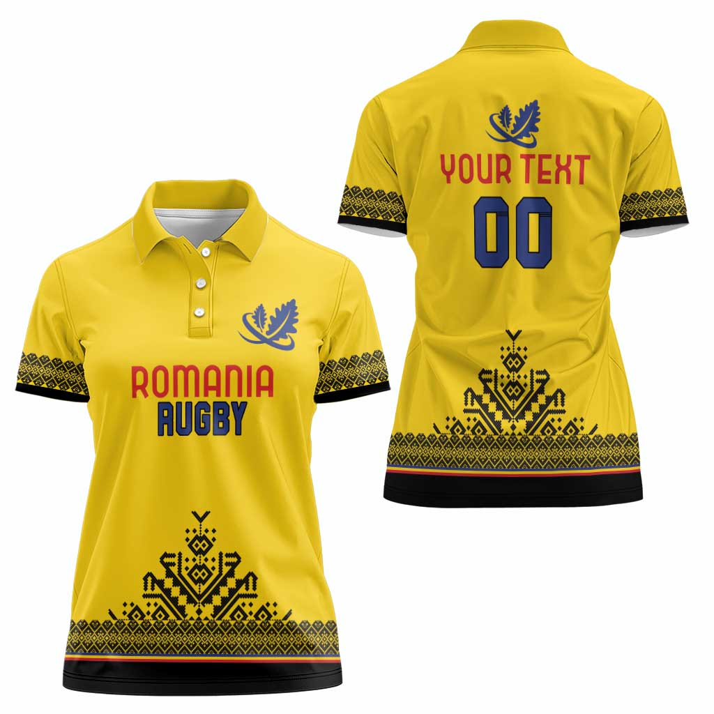 Custom Romania Rugby Women Polo Shirt Yellow Version Retro Style - Wonder Print Shop
