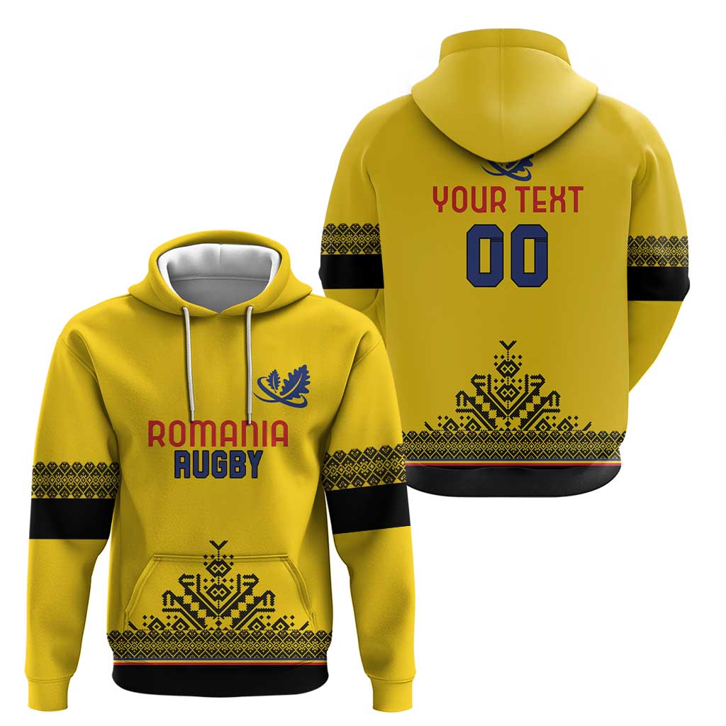 Custom Romania Rugby Zip Hoodie Yellow Version Retro Style - Wonder Print Shop