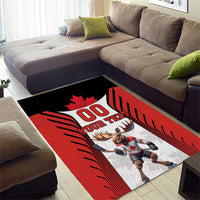 Custom Canada Hockey Area Rug Moose Playing Ice Hockey