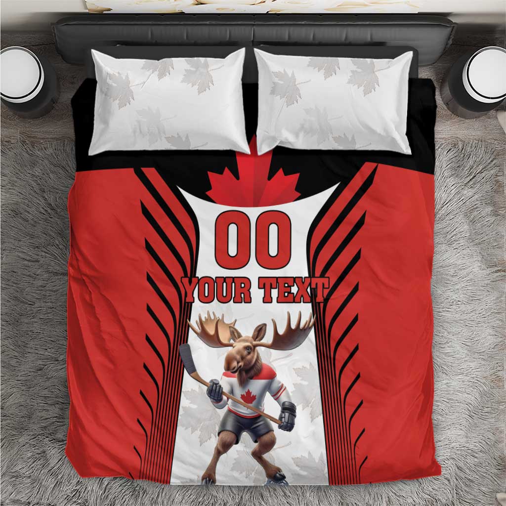 Custom Canada Hockey Bedding Set Moose Playing Ice Hockey
