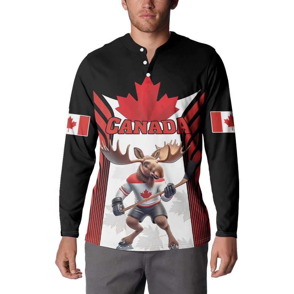 Custom Canada Hockey Button Sweatshirt Moose Playing Ice Hockey