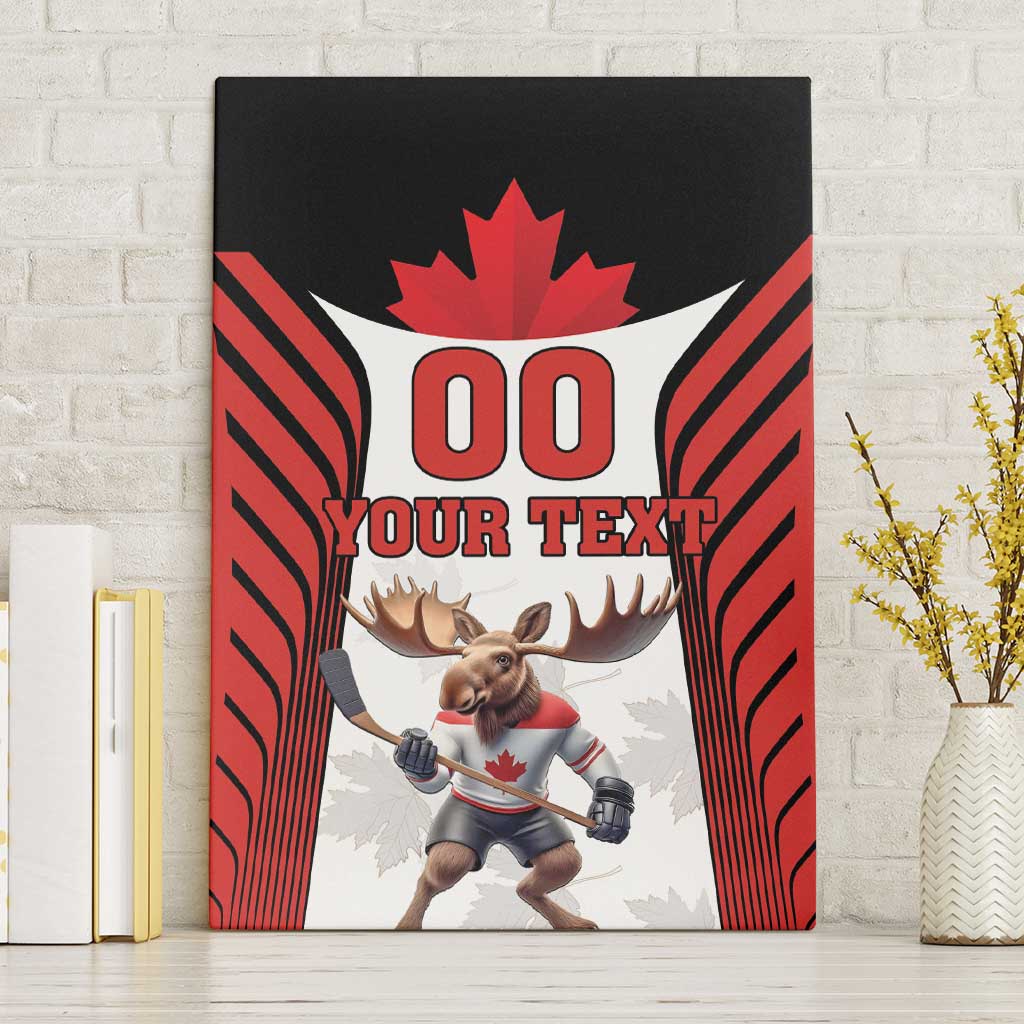 Custom Canada Hockey Canvas Wall Art Moose Playing Ice Hockey