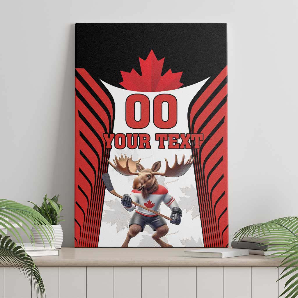 Custom Canada Hockey Canvas Wall Art Moose Playing Ice Hockey