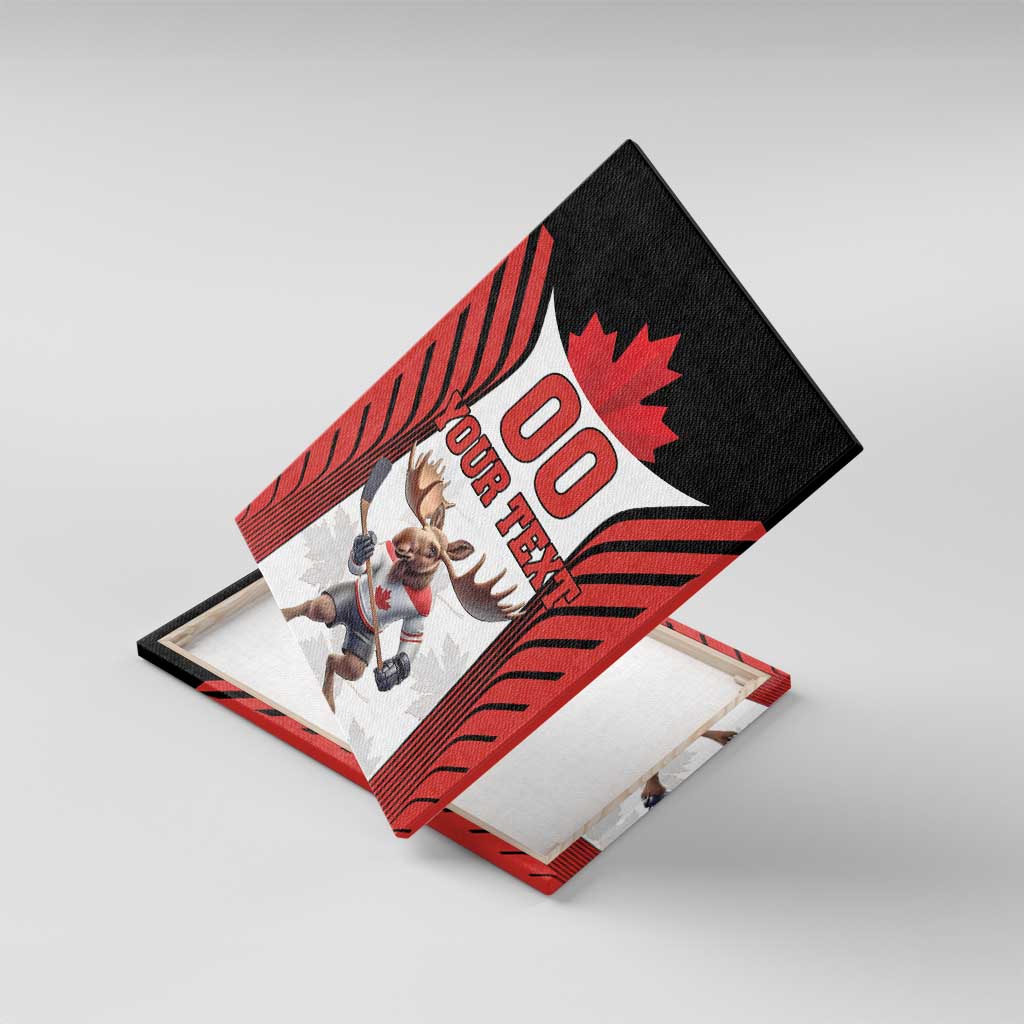 Custom Canada Hockey Canvas Wall Art Moose Playing Ice Hockey