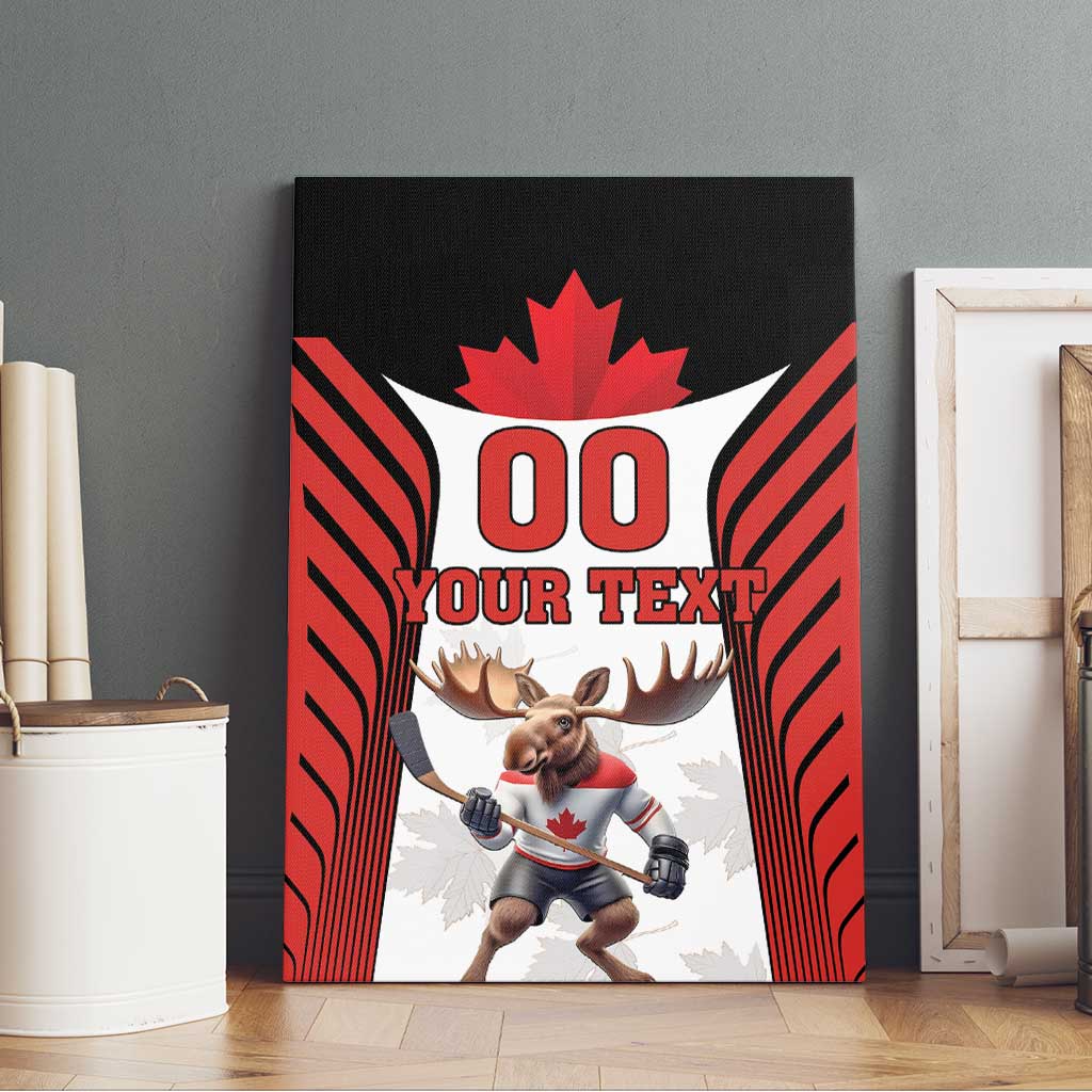 Custom Canada Hockey Canvas Wall Art Moose Playing Ice Hockey