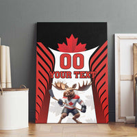 Custom Canada Hockey Canvas Wall Art Moose Playing Ice Hockey