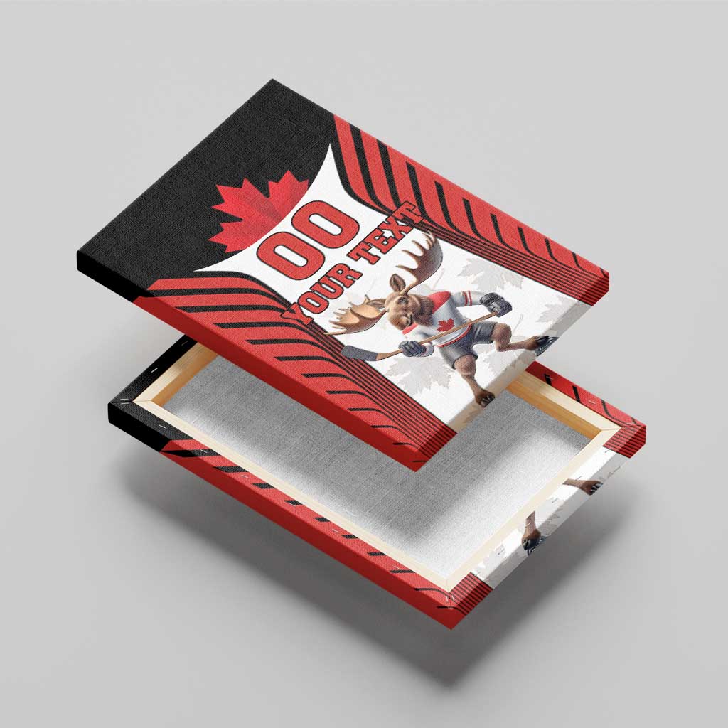 Custom Canada Hockey Canvas Wall Art Moose Playing Ice Hockey