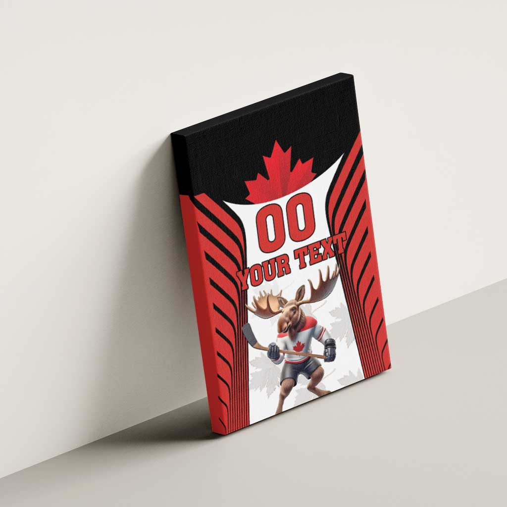 Custom Canada Hockey Canvas Wall Art Moose Playing Ice Hockey