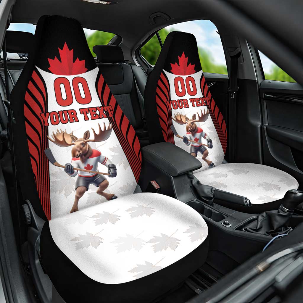 Custom Canada Hockey Car Seat Cover Moose Playing Ice Hockey