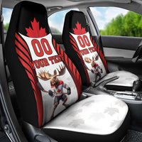 Custom Canada Hockey Car Seat Cover Moose Playing Ice Hockey