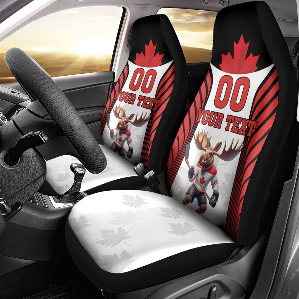 Custom Canada Hockey Car Seat Cover Moose Playing Ice Hockey