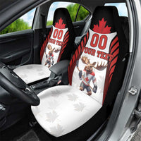 Custom Canada Hockey Car Seat Cover Moose Playing Ice Hockey