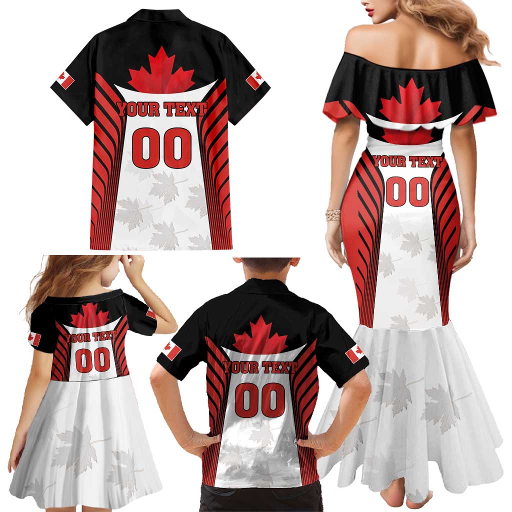 Custom Canada Hockey Family Matching Mermaid Dress and Hawaiian Shirt Moose Playing Ice Hockey