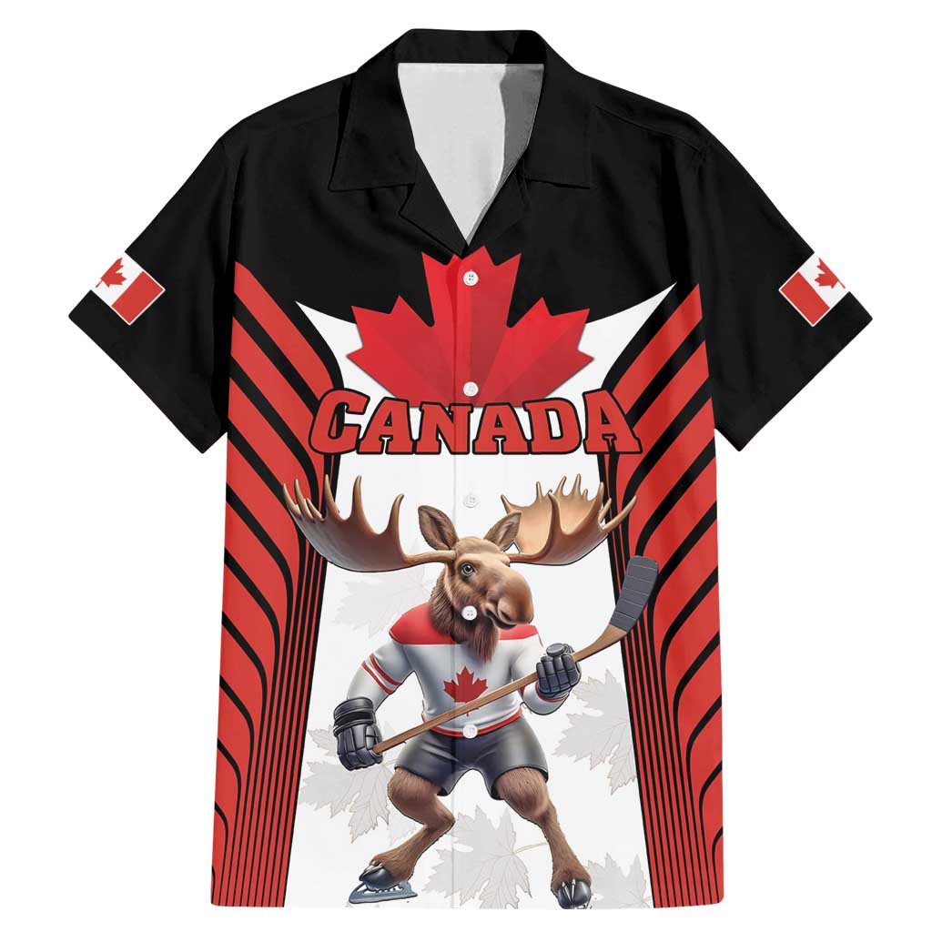 Custom Canada Hockey Family Matching Mermaid Dress and Hawaiian Shirt Moose Playing Ice Hockey