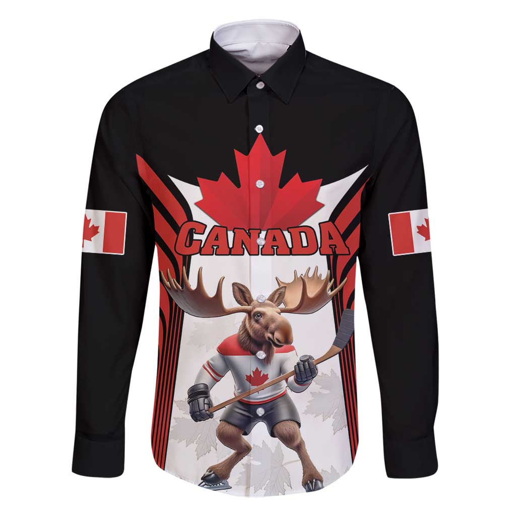 Custom Canada Hockey Family Matching Mermaid Dress and Hawaiian Shirt Moose Playing Ice Hockey
