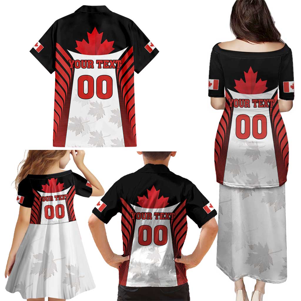 Custom Canada Hockey Family Matching Puletasi and Hawaiian Shirt Moose Playing Ice Hockey
