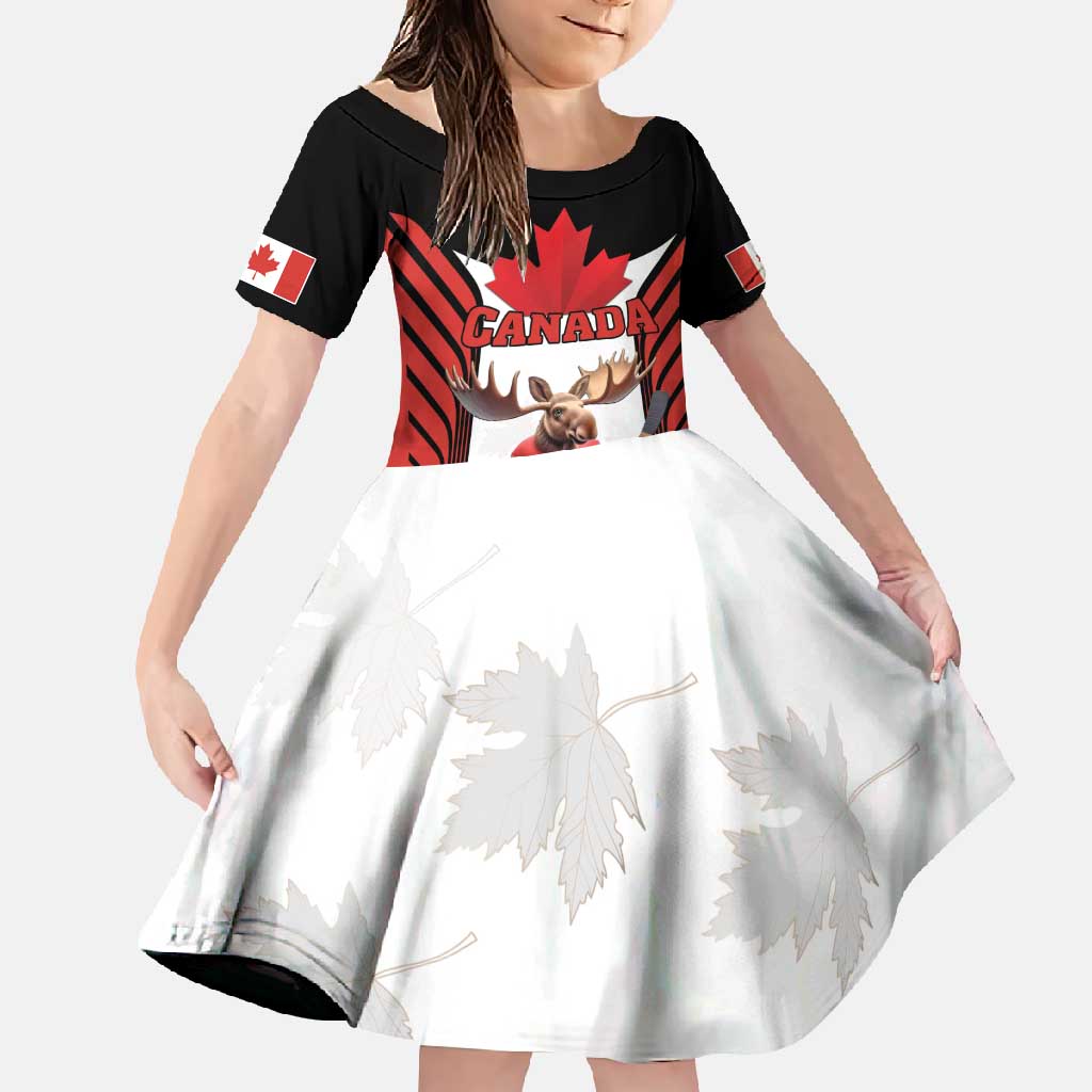 Custom Canada Hockey Family Matching Tank Maxi Dress and Hawaiian Shirt Moose Playing Ice Hockey