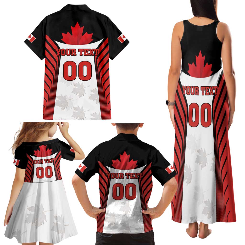 Custom Canada Hockey Family Matching Tank Maxi Dress and Hawaiian Shirt Moose Playing Ice Hockey