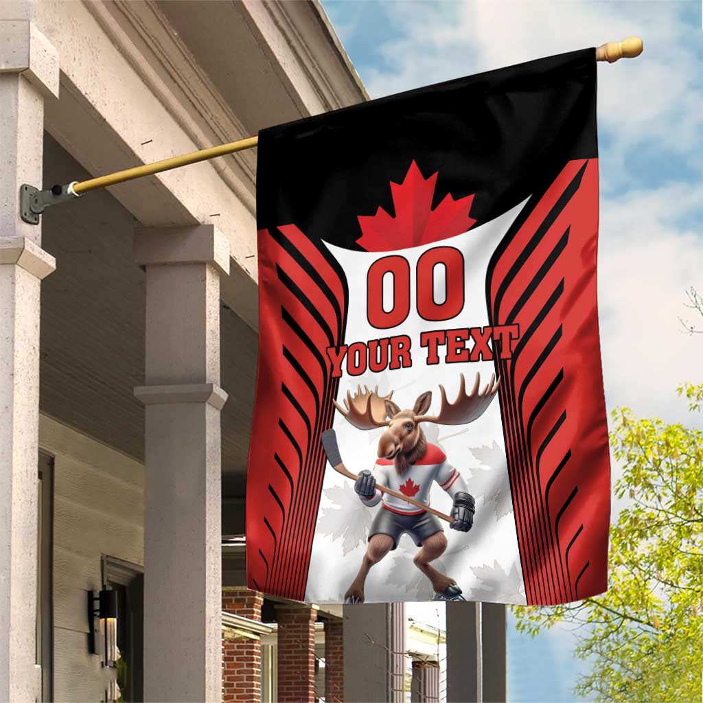 Custom Canada Hockey Garden Flag Moose Playing Ice Hockey