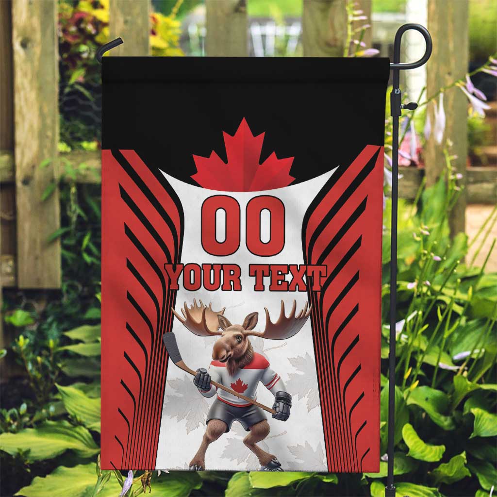 Custom Canada Hockey Garden Flag Moose Playing Ice Hockey