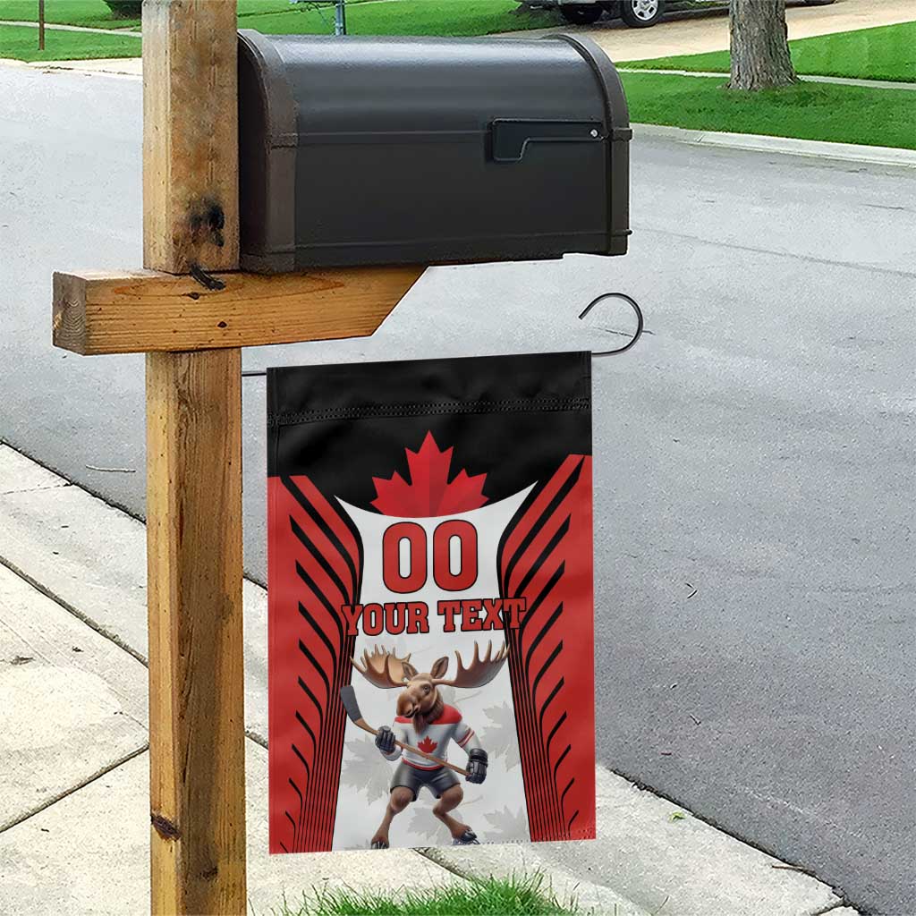 Custom Canada Hockey Garden Flag Moose Playing Ice Hockey