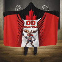 Custom Canada Hockey Hooded Blanket Moose Playing Ice Hockey