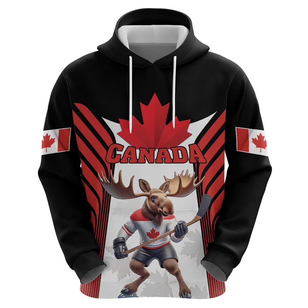 Custom Canada Hockey Hoodie Moose Playing Ice Hockey